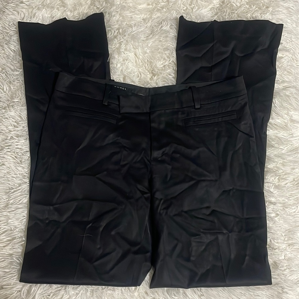 GUCCI Black Silky Wide Leg Trousers Pants - GUCCI